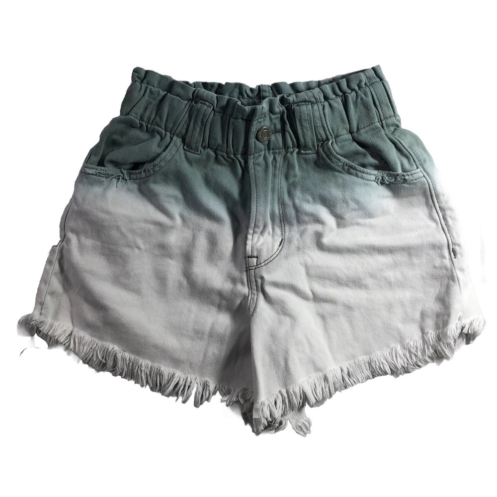 Vervet‎ Shorts Women's Size XS Denim Green White Two Tone Cut Off Distressed